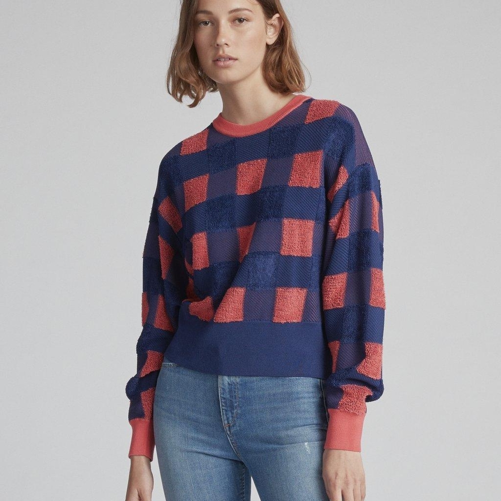 NWT Rag and Bone Ridley Gingham Pullover Sweater - Picture 3 of 13